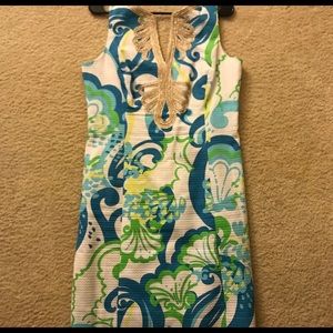 Lily Pulitzer Blue Green White Sheath Dress